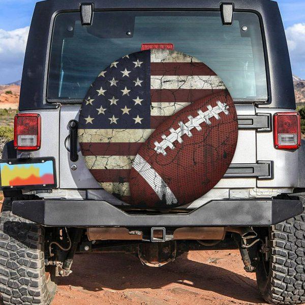 Christian Tire Cover, American Football Grunge American Flag Tire Protector Covers, Jesus Tire Cover, Spare Tire Cover