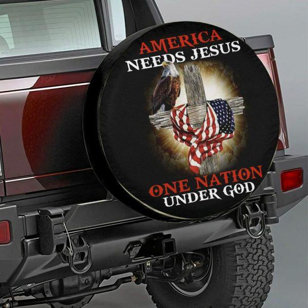 Christian Tire Cover, Cross Flag Jesus Christ America Spare Tire Cover, Jesus Tire Cover, Spare Tire Cover