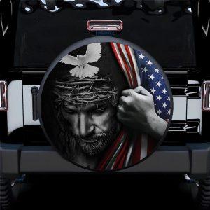 Christian Tire Cover, Jesus American Usa Flag Jeep Car Spare Tire Covers, Jesus Tire Cover, Spare Tire Cover