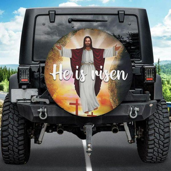Christian Tire Cover, Jesus Christ Spare Tire Cover He Is Risen Tire Cover, Jesus Tire Cover, Spare Tire Cover
