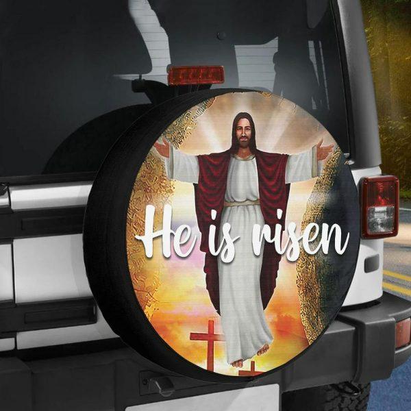 Christian Tire Cover, Jesus Christ Spare Tire Cover He Is Risen Tire Cover, Jesus Tire Cover, Spare Tire Cover