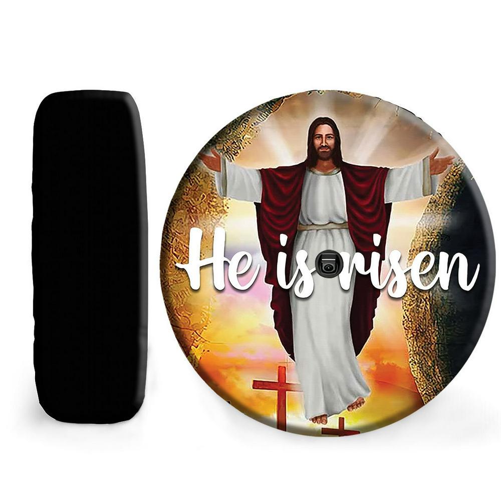 Christian Tire Cover, Jesus Christ Spare Tire Cover He Is Risen Tire Cover, Jesus Tire Cover, Spare Tire Cover