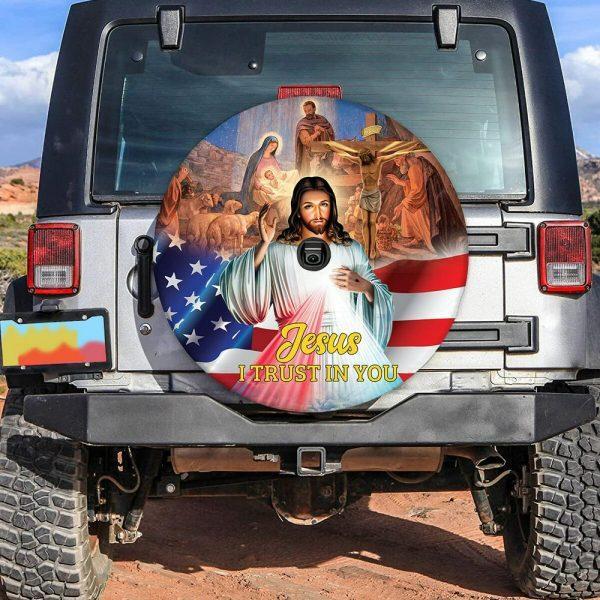 Christian Tire Cover, Jesus I Trust In You Tire Cover, Jesus Tire Cover, Spare Tire Cover