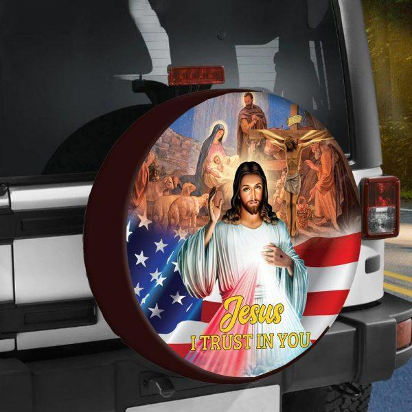 Christian Tire Cover, Jesus I Trust In You Tire Cover, Jesus Tire Cover, Spare Tire Cover