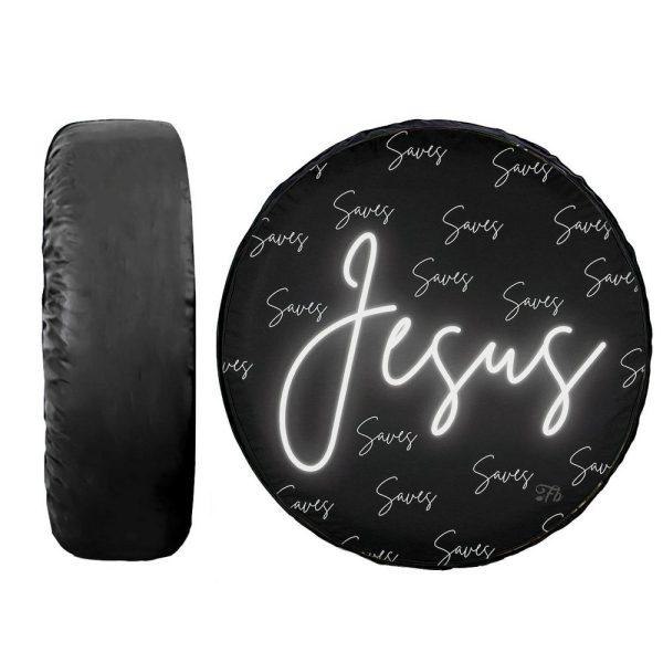 Christian Tire Cover, Jesus Saves From Darkness To Light Tire Cover, Jesus Tire Cover, Spare Tire Cover