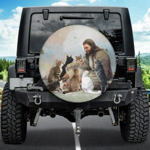 Christian Tire Cover Jesus With Cats Spare Tire Cover Jesus Tire Cover Spare Tire Cover 1 nqrp9p.jpg