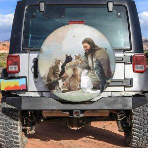 Christian Tire Cover Jesus With Cats Spare Tire Cover Jesus Tire Cover Spare Tire Cover 2 ic2is5.jpg