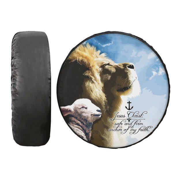 Christian Tire Cover, Lion And Lamb Spare Tire Cover, Jesus Tire Cover, Spare Tire Cover