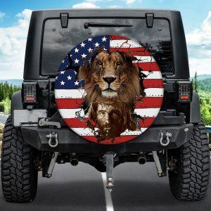 Christian Tire Cover, Lion Jesus American Flag…