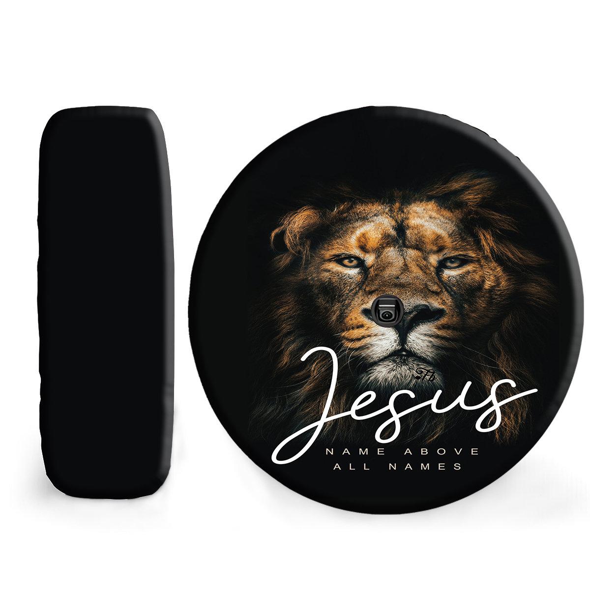Christian Tire Cover, Lion Jesus Spare Tire Cover Jesus Name Abobe All Names Christian, Jesus Tire Cover, Spare Tire Cover