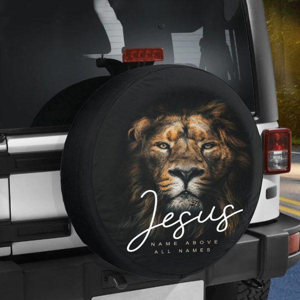 Christian Tire Cover, Lion Jesus Spare Tire Cover Jesus Name Abobe All Names Christian, Jesus Tire Cover, Spare Tire Cover