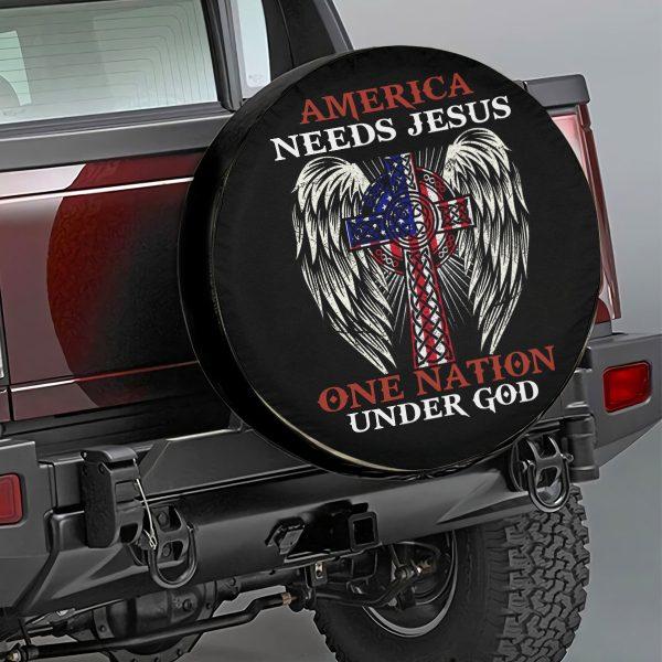 Christian Tire Cover, One Nation Under God Spare Tire Cover America Needs Jesus Tire Cover, Jesus Tire Cover, Spare Tire Cover