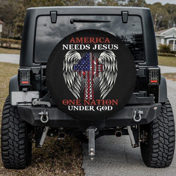 Christian Tire Cover, One Nation Under God Spare Tire Cover, Jesus Tire Cover, Spare Tire Cover
