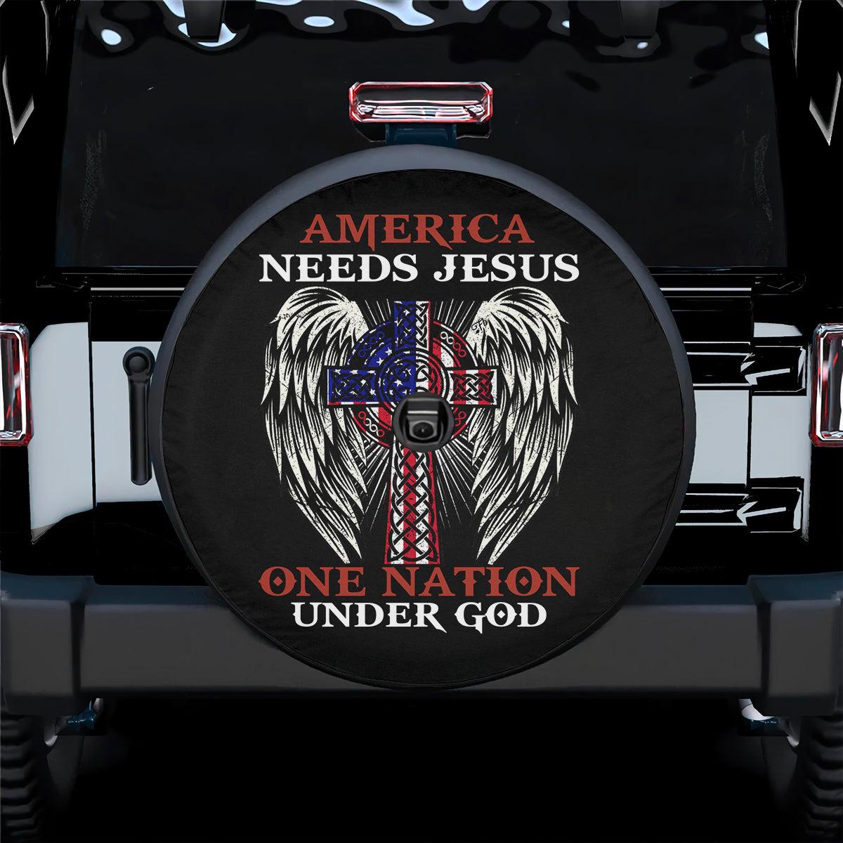 Christian Tire Cover, One Nation Under God Spare Tire Cover, Jesus Tire Cover, Spare Tire Cover
