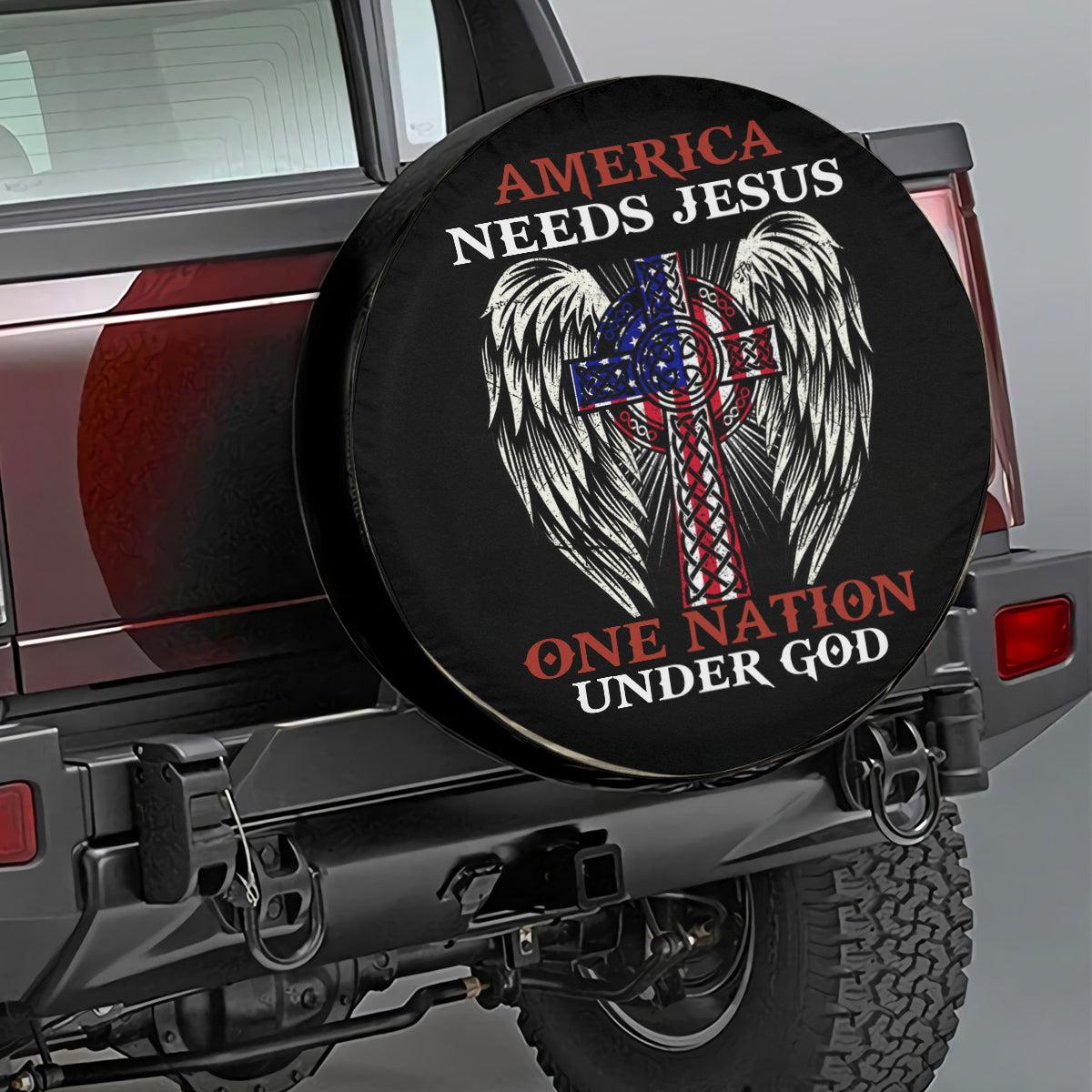 Christian Tire Cover, One Nation Under God Spare Tire Cover, Jesus Tire Cover, Spare Tire Cover