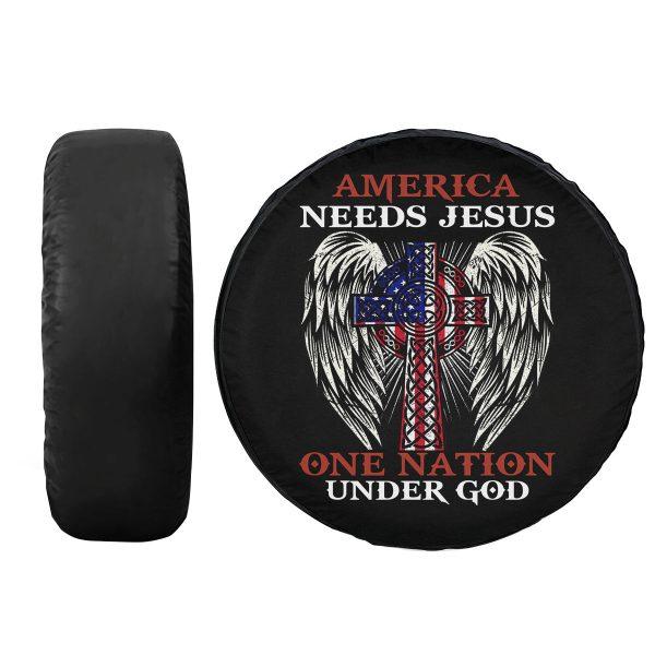 Christian Tire Cover, One Nation Under God Spare Tire Cover, Jesus Tire Cover, Spare Tire Cover