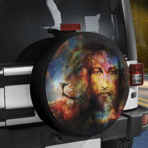 Christian Tire Cover Painting Jesus With Lion In Space Tire Cover Jesus Tire Cover Spare Tire Cover 3 uxcmum.jpg