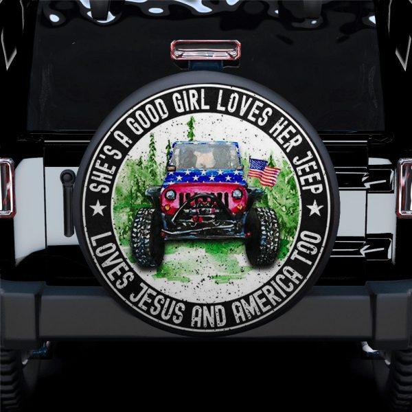 Christian Tire Cover, She Love Her Love Jesus Jeep Car Spare Tire Cover, Jesus Tire Cover, Spare Tire Cover