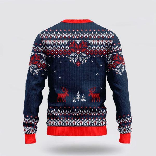 Christian Ugly Christmas Sweater, Dark Blue Christian Cross Reindeer Ugly Christmas Sweater, Religious Christmas Sweaters