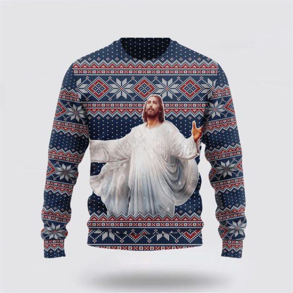 Christian Ugly Christmas Sweater, Dark Blue Christian Ugly Christmas Sweater, Religious Christmas Sweaters