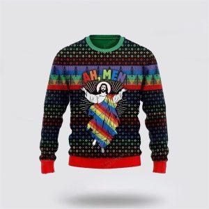 Christian Ugly Christmas Sweater, Jesus Ah Men…