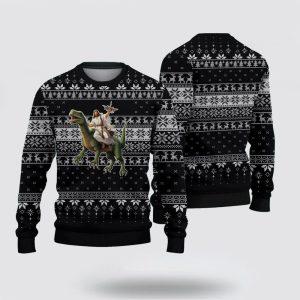 Christian Ugly Christmas Sweater Jesus Riding A Dinosaur Picture Ugly Christmas Sweater Religious Christmas Sweaters 2 ydrymy.jpg