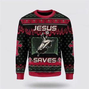 Christian Ugly Christmas Sweater, Jesus Saves Football…