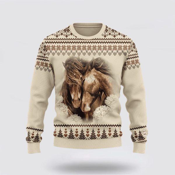 Christian Ugly Christmas Sweater, Love Horse God Blessed Ugly Christmas Sweater, Religious Christmas Sweaters