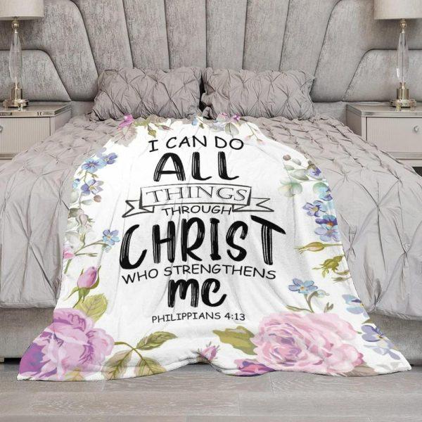 Christian Who Strengthens Me Christian Quilt Blanket, Christian Blanket Gift For Believers