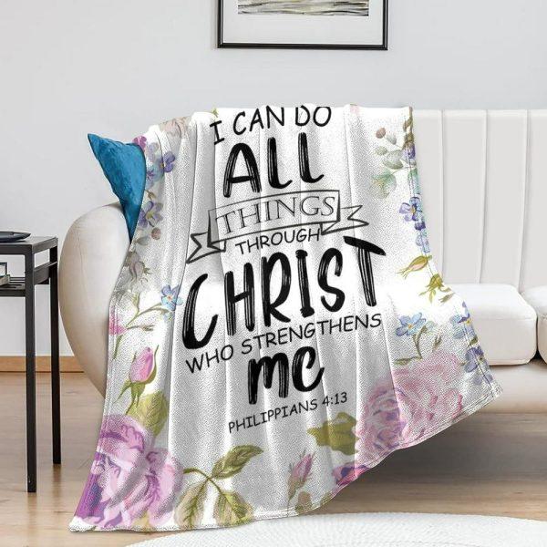 Christian Who Strengthens Me Christian Quilt Blanket, Christian Blanket Gift For Believers