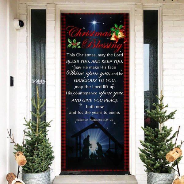 Christmas Blessing Door Cover, Front Door Christmas Cover, Gift For Christian