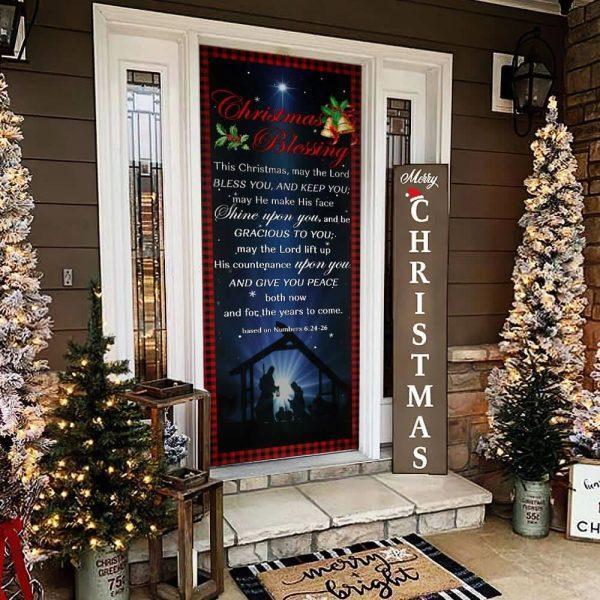 Christmas Blessing Door Cover, Front Door Christmas Cover, Gift For Christian