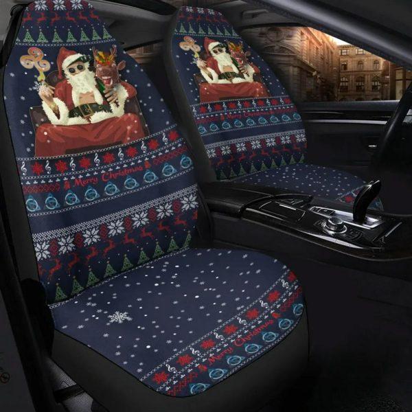 Christmas Car Seat Covers, Celtic Ugly Christmas Car Seat Covers Gangster Santa with Reindeer