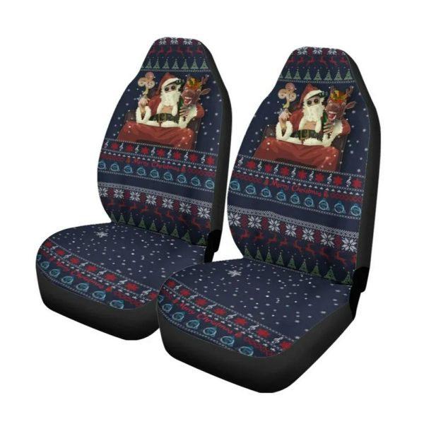 Christmas Car Seat Covers, Celtic Ugly Christmas Car Seat Covers Gangster Santa with Reindeer