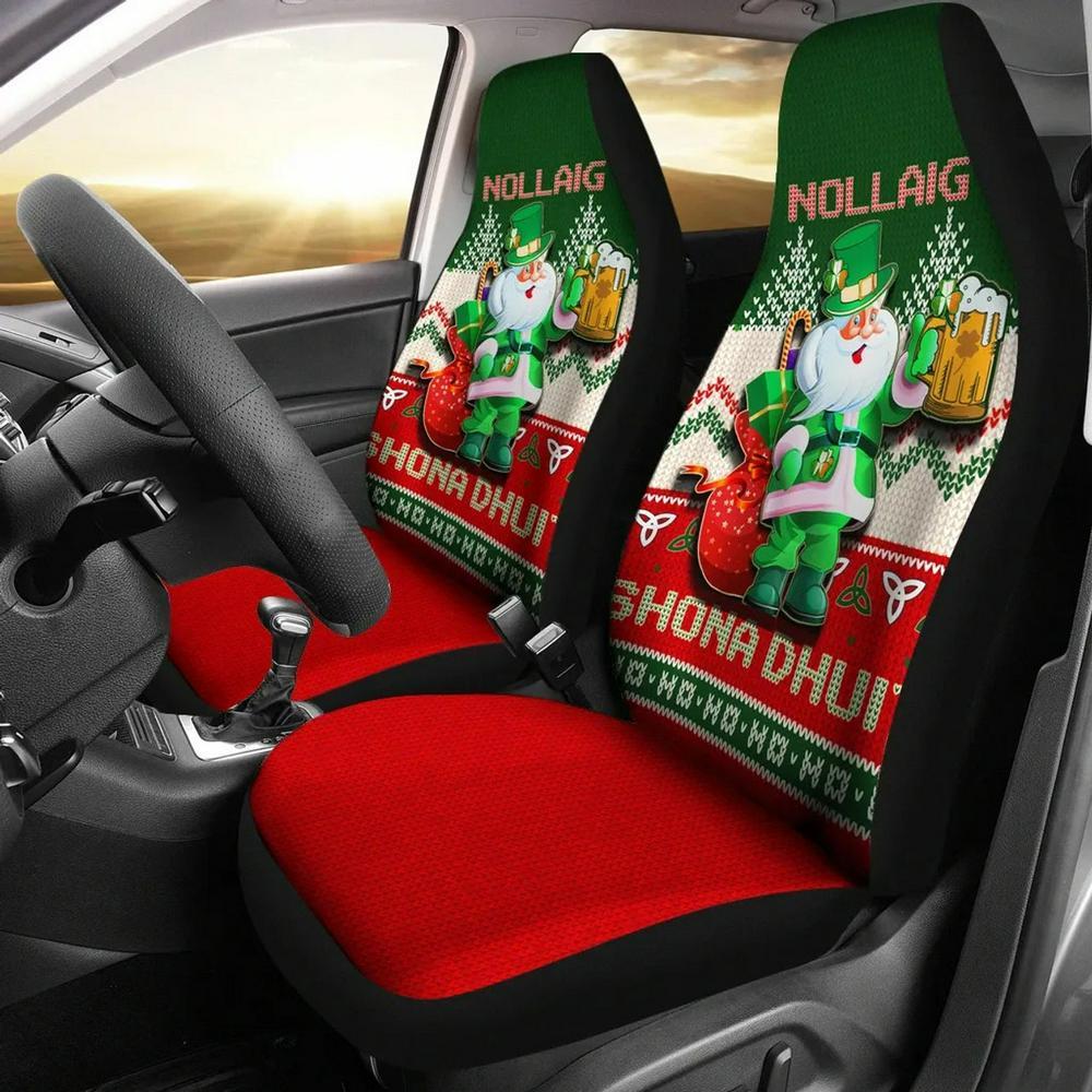 Christmas Car Seat Covers, Ireland Celtic Christmas Car Seat Covers Irish Santa Ugly Christmas