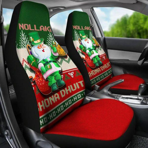 Christmas Car Seat Covers, Ireland Celtic Christmas Car Seat Covers Irish Santa Ugly Christmas