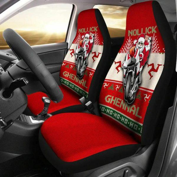 Christmas Car Seat Covers, Isle Of Man Celtic Christmas Car Seat Covers Manx Santa Ugly Christmas