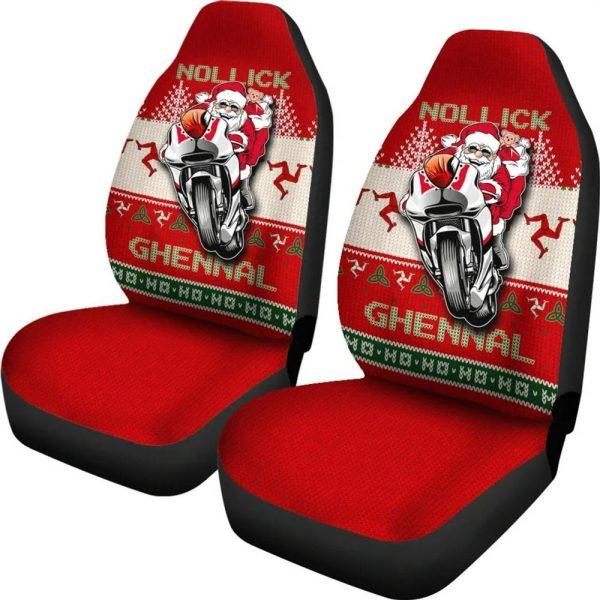 Christmas Car Seat Covers, Isle Of Man Celtic Christmas Car Seat Covers Manx Santa Ugly Christmas