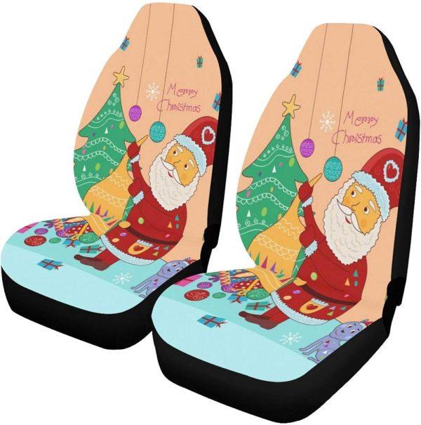 Christmas Car Seat Covers, Merry Chistmas Santa Claus And Christmas Tree Car Seat Covers