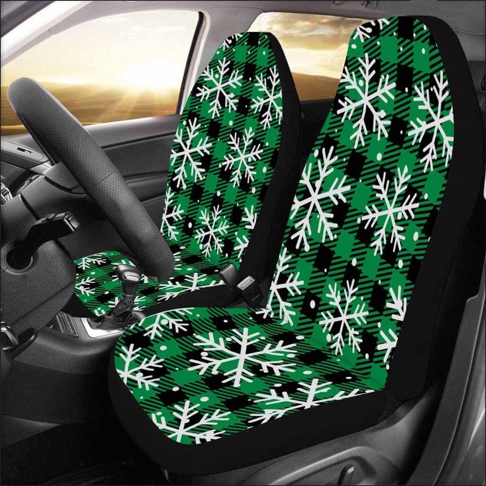 Christmas Car Seat Covers, Snow Flower Blue Pattern Car Seat Covers