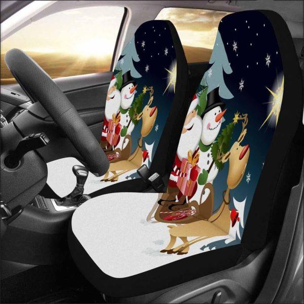 Christmas Car Seat Covers, Snowman Santa And Red Nosed Reindeer Car Seat Covers