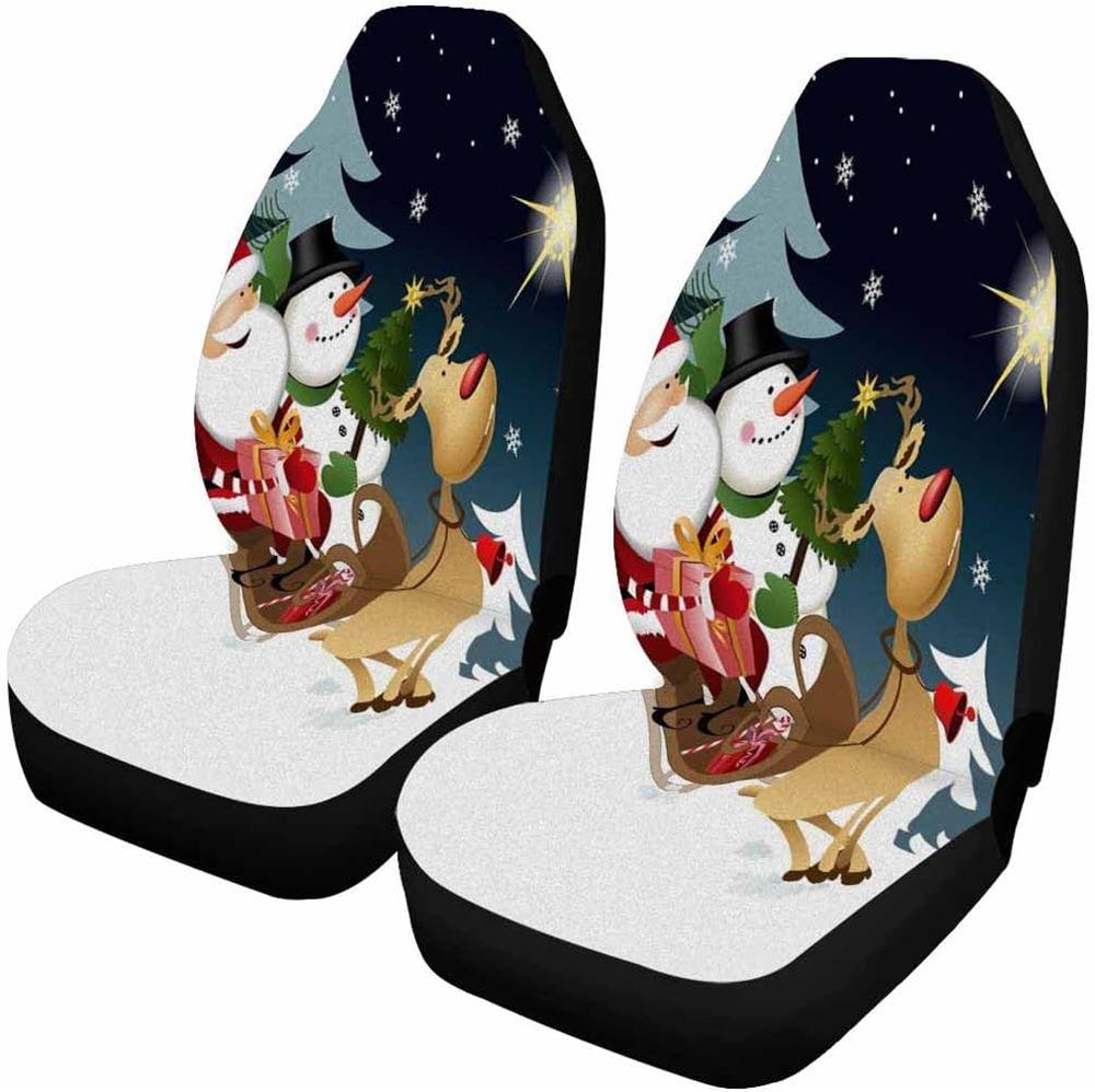 Christmas Car Seat Covers, Snowman Santa And Red Nosed Reindeer Car Seat Covers