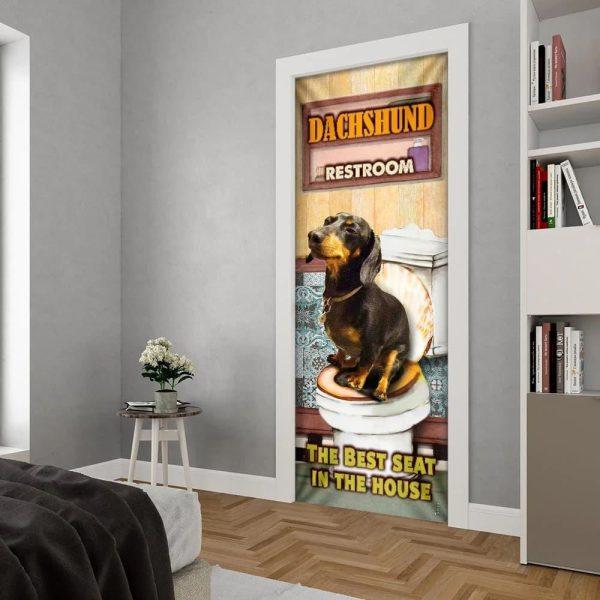 Christmas Door Cover, A Happy Dachshund Rest Room Door Cover, Christmas Gift For Dog Lover