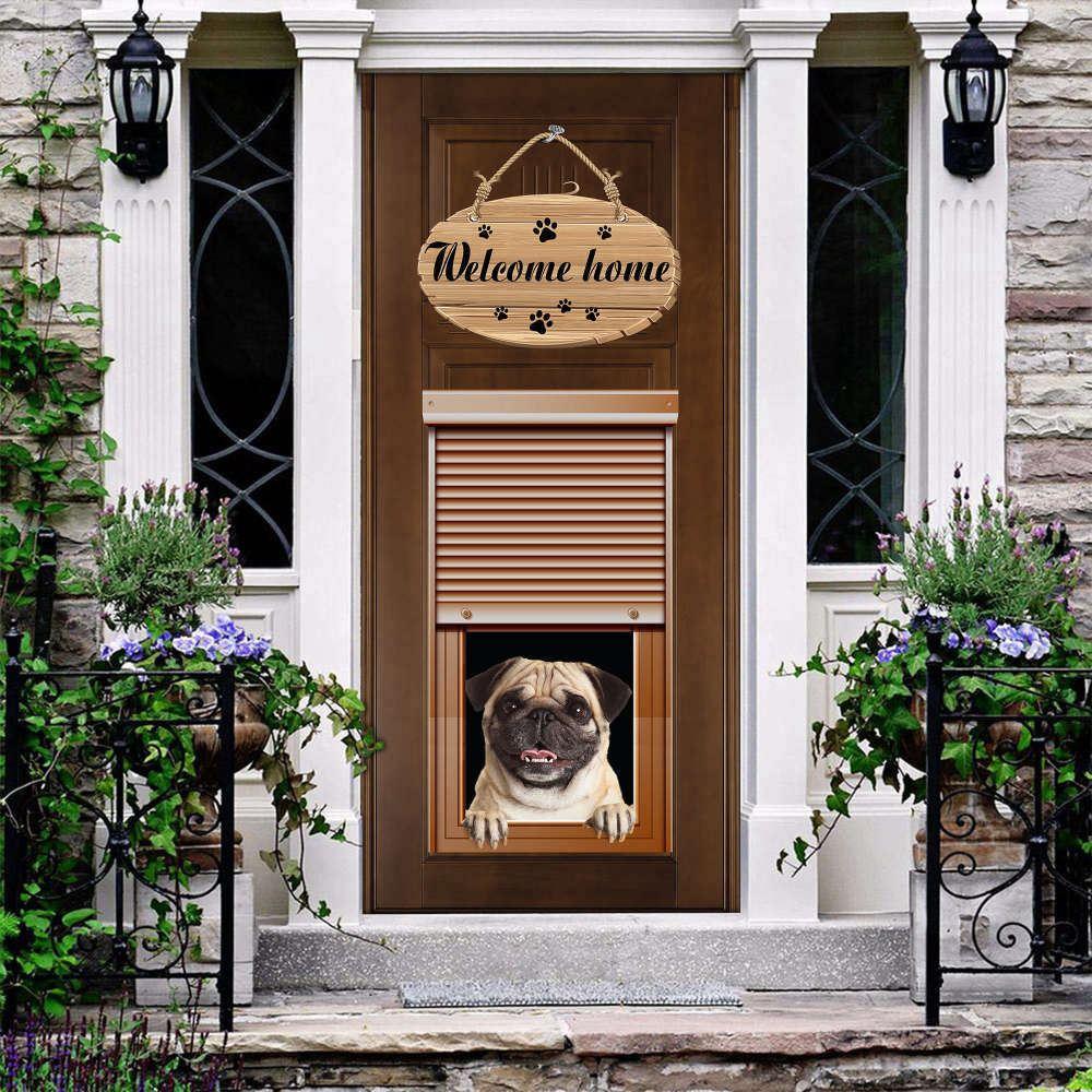 Christmas Door Cover, An Adorable Pug Welcome Door Cover, Christmas Gift For Dog Lover Christmas Door Cover, An Adorable Pug Welcome Door Cover, Christmas Gift For Dog Lover