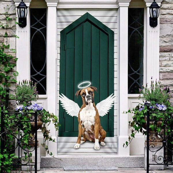 Christmas Door Cover, Angel Boxer Dog Door Cover, Christmas Gift For Dog Lover