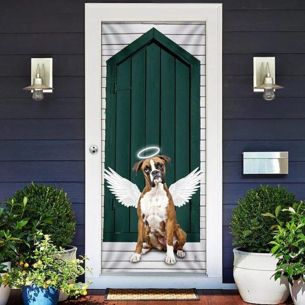 Christmas Door Cover, Angel Boxer Dog Door Cover, Christmas Gift For Dog Lover