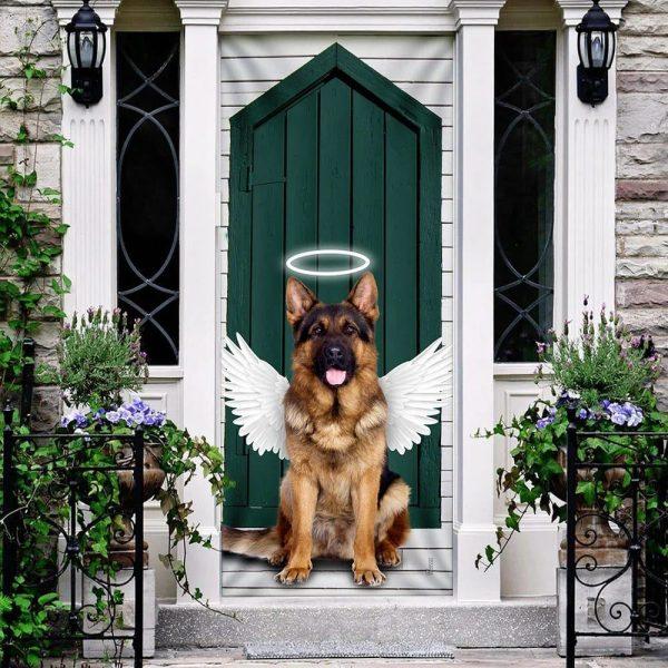 Christmas Door Cover, Angel German Shepherd Dog Door Cover, Christmas Gift For Dog Lover