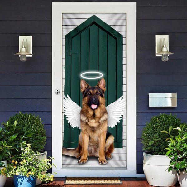 Christmas Door Cover, Angel German Shepherd Dog Door Cover, Christmas Gift For Dog Lover