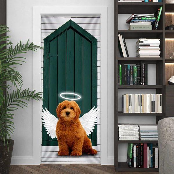 Christmas Door Cover, Angel Goldendoodle Dog Door Cover, Christmas Gift For Dog Lover