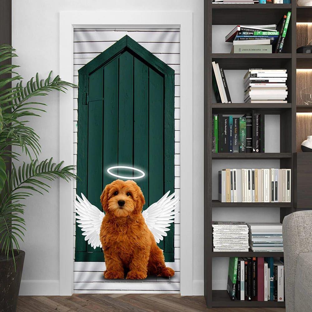 Christmas Door Cover, Angel Goldendoodle Dog Door Cover, Christmas Gift For Dog Lover Christmas Door Cover, Angel Goldendoodle Dog Door Cover, Christmas Gift For Dog Lover